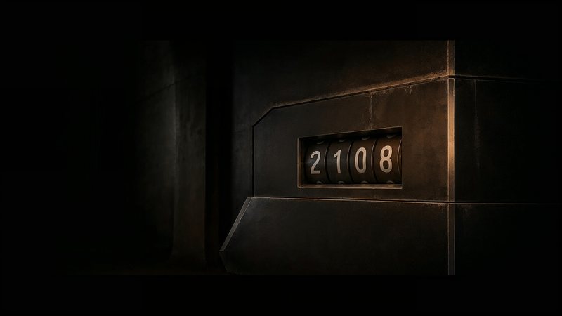 A mechanical counter showing 2108 in the dark, from the film Enter the world